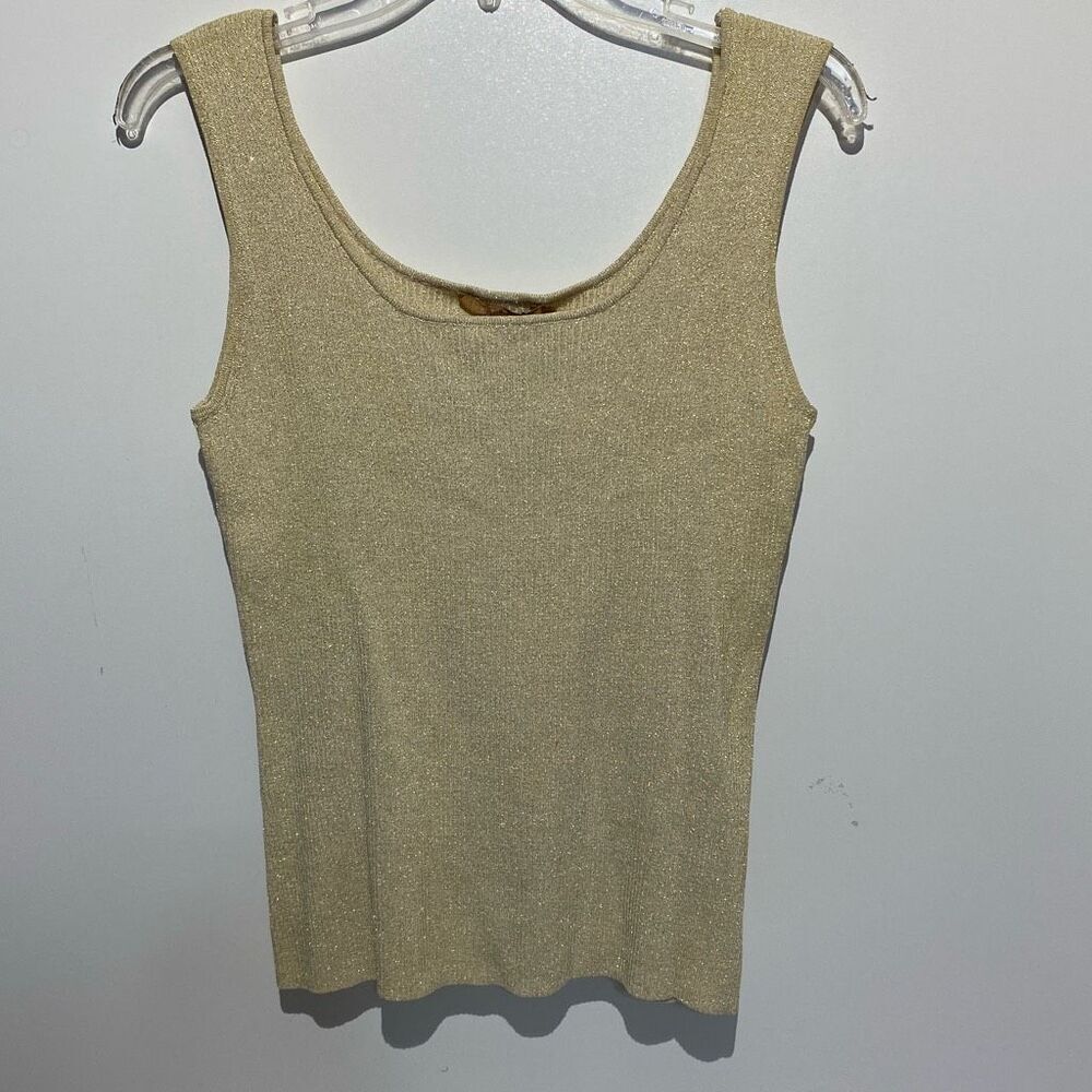 Belldini Women's Champagne Metallic‎ Scoop Neck Pullover Tank Top Size XL NWT